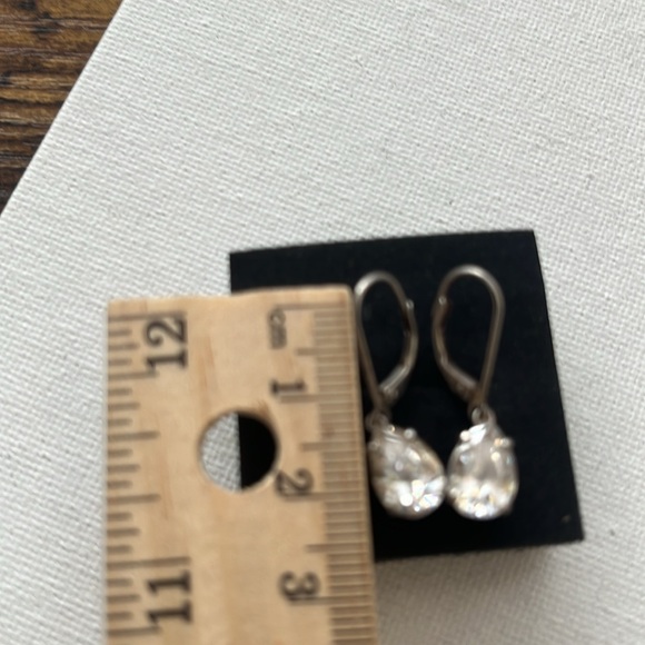 Teardrop cubic zirconia sterling lever back earrings - JCM CZ 925 - Picture 7 of 8